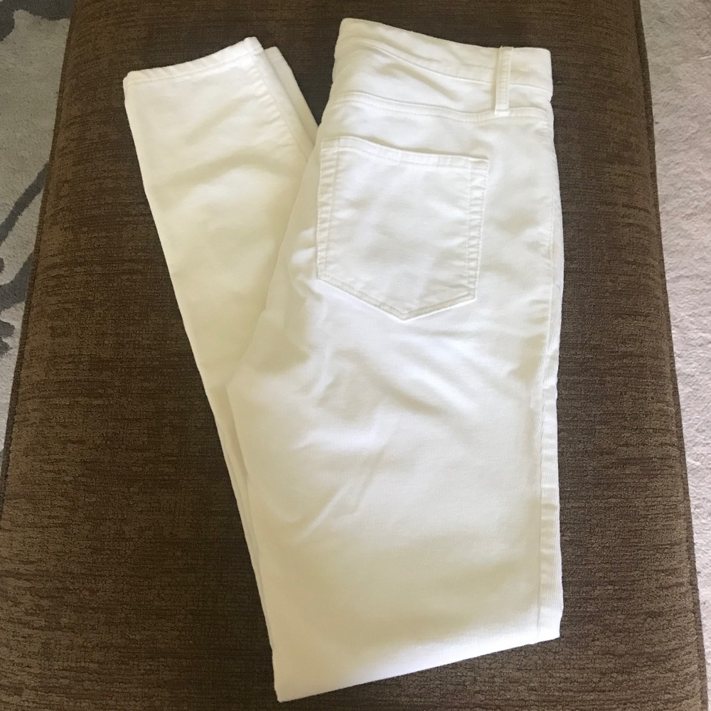 Loft White Corduroy High Waist Skinny Pants, Size 27/4, New Without Tag